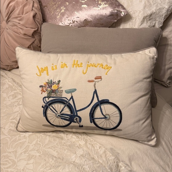 Set of 2 “Joy is in the Journey” Decorative Pillow with Bicycle Design - Picture 3 of 5